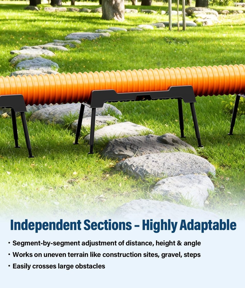 PAHTTO RV Sewer Hose Support, 15FT Heavy-Duty Camper Waste Hose Holder with 7 Foldable Sections, Adjustable & Stable Waste Drainage Support with Strap, Stackable & Weather-Resistant (Patent Pending) - Image 4